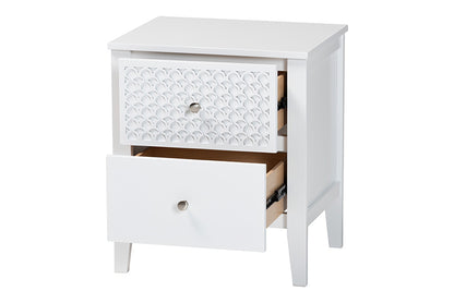 Baxton Studio - Lara Nightstand - Lara-White Solid-Nightstand view 2