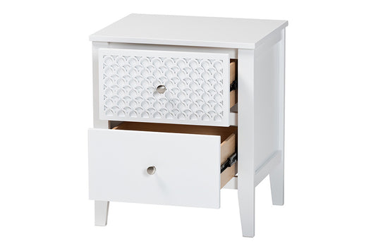 Baxton Studio - Lara Nightstand - Lara-White Solid-Nightstand view 2