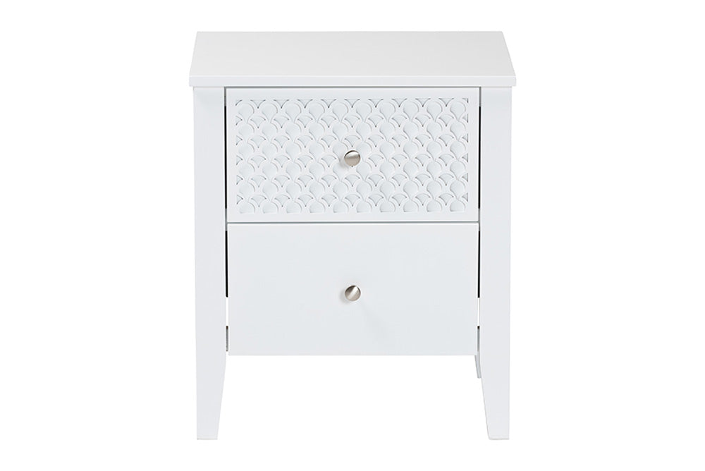 Baxton Studio - Lara Nightstand - Lara-White Solid-Nightstand view 3
