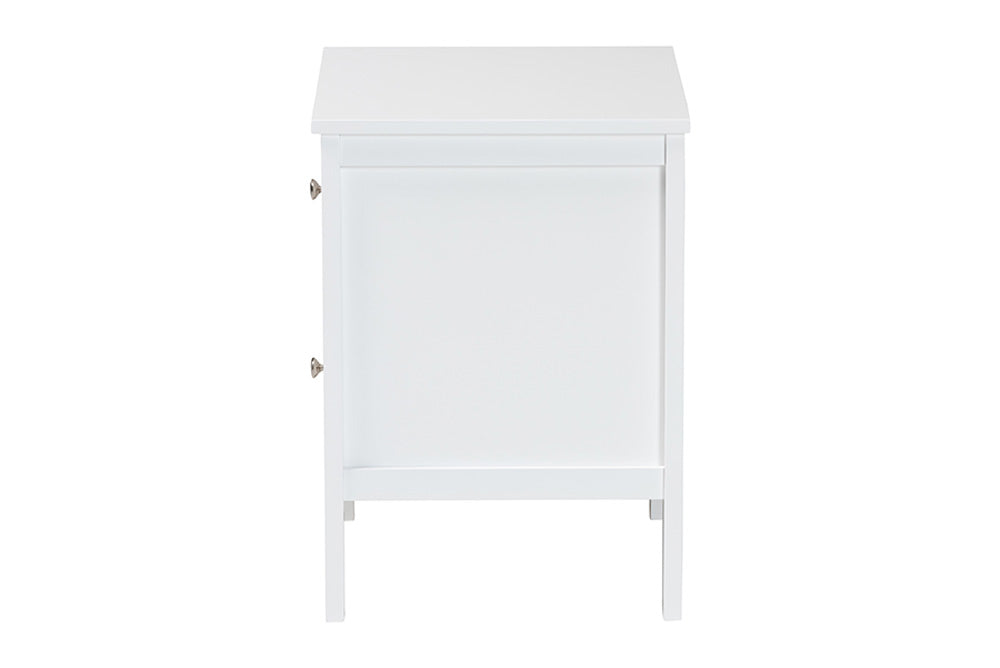 Baxton Studio - Lara Nightstand - Lara-White Solid-Nightstand view 4