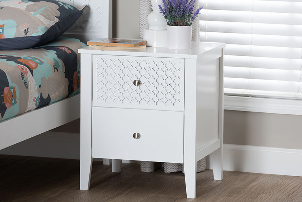 Baxton Studio - Lara Nightstand - Lara-White Solid-Nightstand view 5
