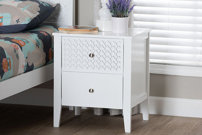 Baxton Studio - Lara Nightstand - Lara-White Solid-Nightstand view 5