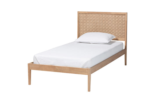 Baxton Studio - Lara Twin Size Bed - Lara-Natural Wood-Twin Bed view 1