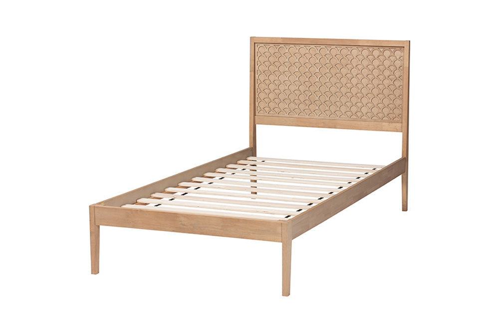 Baxton Studio - Lara Twin Size Bed - Lara-Natural Wood-Twin Bed view 3