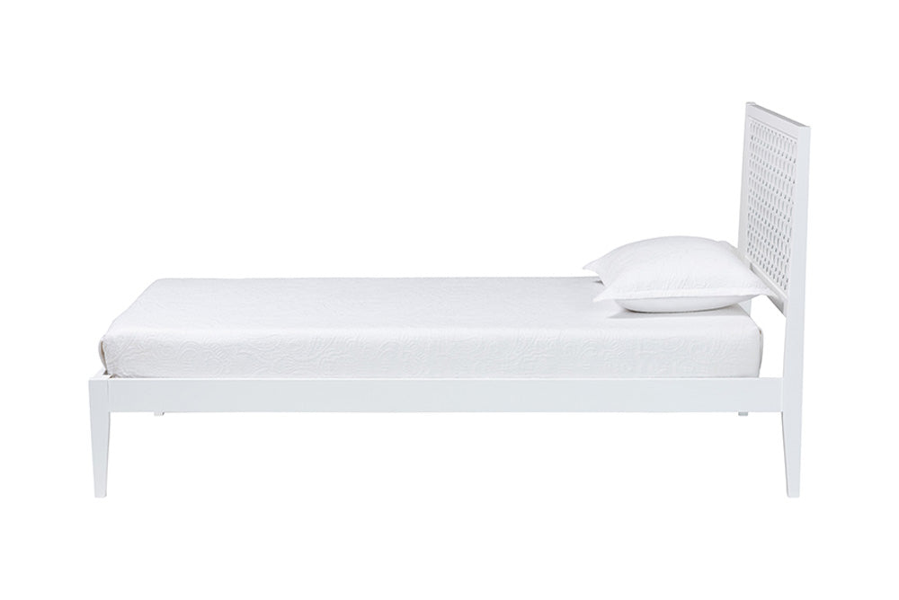 Baxton Studio - Lara Twin Size Bed - Lara-White Solid-Twin Bed view 2