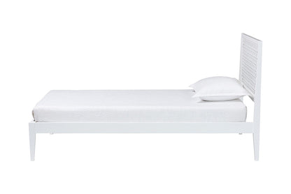 Baxton Studio - Lara Twin Size Bed - Lara-White Solid-Twin Bed view 2