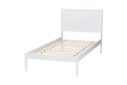 Baxton Studio - Lara Twin Size Bed - Lara-White Solid-Twin Bed view 3