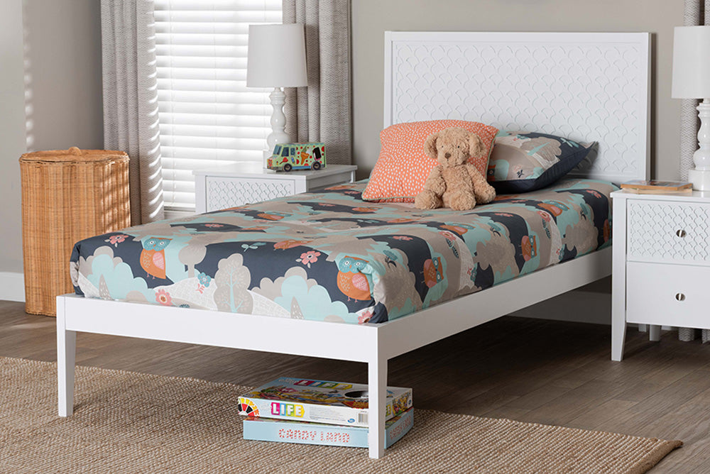 Baxton Studio - Lara Twin Size Bed - Lara-White Solid-Twin Bed view 5