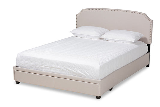 Baxton Studio - Larese Queen Size Bed - Larese-Beige-Queen view 1