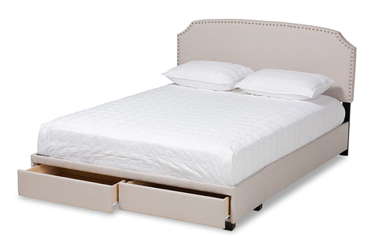 Baxton Studio - Larese Queen Size Bed - Larese-Beige-Queen view 2
