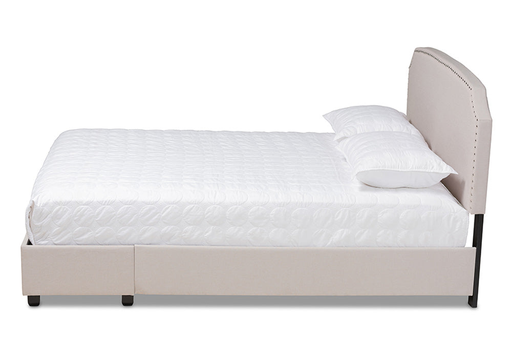 Baxton Studio - Larese Queen Size Bed - Larese-Beige-Queen view 3