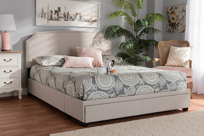 Baxton Studio - Larese Queen Size Bed - Larese-Beige-Queen view 5