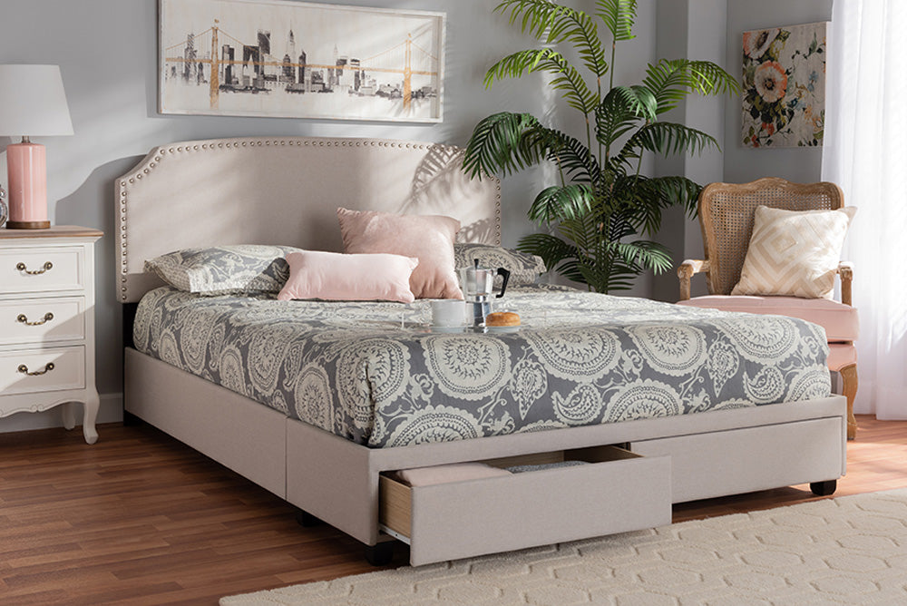 Baxton Studio - Larese Queen Size Bed - Larese-Beige-Queen view 9