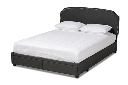 Baxton Studio - Larese Queen Size Bed - Larese-Charcoal Grey-Queen view 1