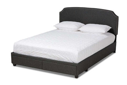 Baxton Studio - Larese Queen Size Bed - Larese-Charcoal Grey-Queen view 1