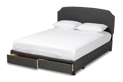 Baxton Studio - Larese Queen Size Bed - Larese-Charcoal Grey-Queen view 2