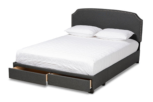 Baxton Studio - Larese Queen Size Bed - Larese-Charcoal Grey-Queen view 2