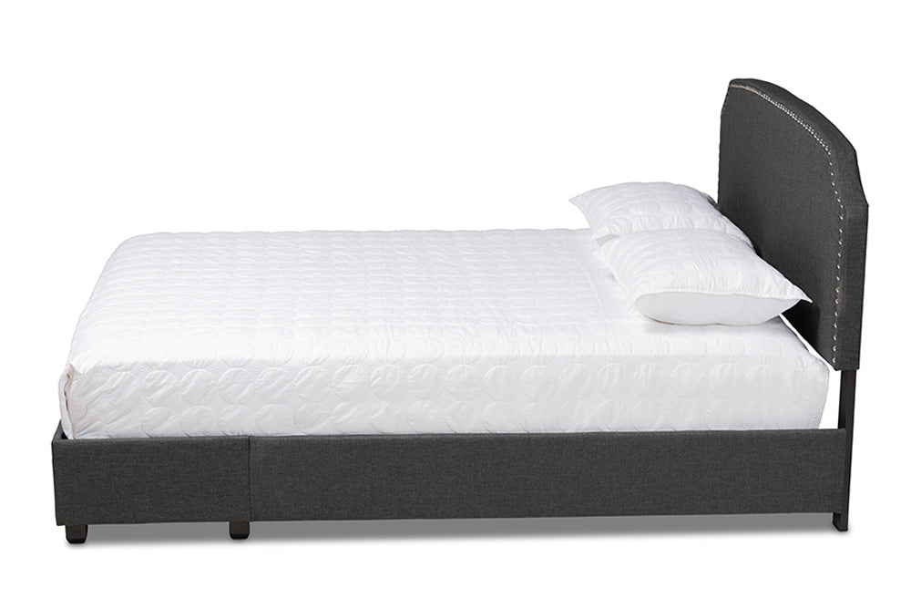 Baxton Studio - Larese Queen Size Bed - Larese-Charcoal Grey-Queen view 3
