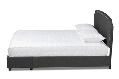 Baxton Studio - Larese Queen Size Bed - Larese-Charcoal Grey-Queen view 3