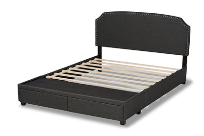 Baxton Studio - Larese Queen Size Bed - Larese-Charcoal Grey-Queen view 4