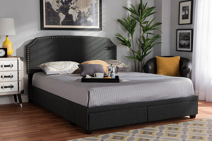 Baxton Studio - Larese Queen Size Bed - Larese-Charcoal Grey-Queen view 5