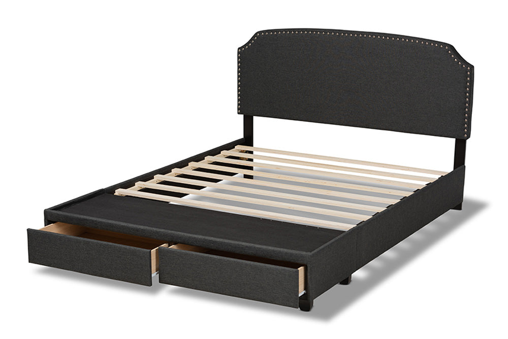 Baxton Studio - Larese Queen Size Bed - Larese-Charcoal Grey-Queen view 6