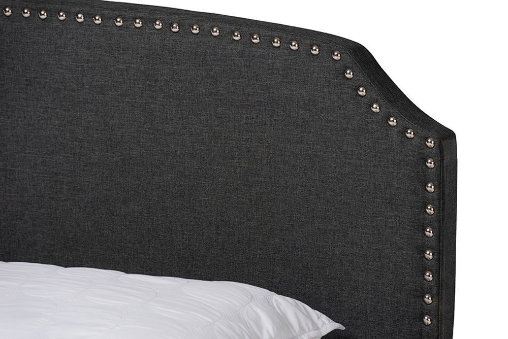 Baxton Studio - Larese Queen Size Bed - Larese-Charcoal Grey-Queen view 7