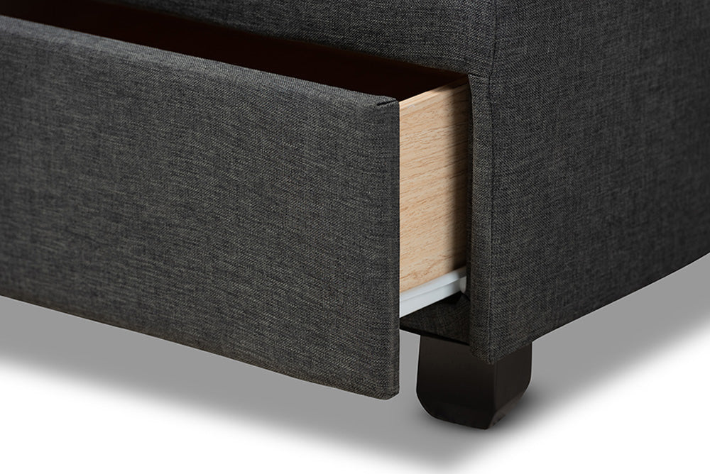 Baxton Studio - Larese Queen Size Bed - Larese-Charcoal Grey-Queen view 8