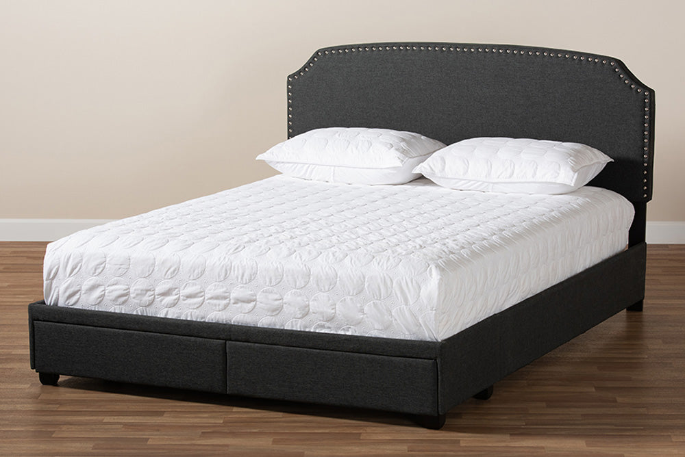 Baxton Studio - Larese Queen Size Bed - Larese-Charcoal Grey-Queen view 9