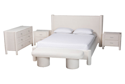 Baxton Studio - Laria Queen Bedroom Set - BBT61176 A1-White-Queen 5PC Bedroom Set view 1