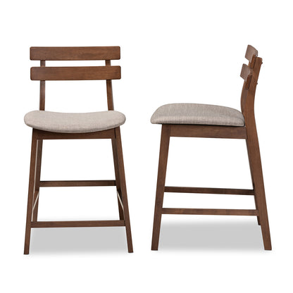 Baxton Studio - Larine Set of 2 Counter Stools in Light Grey/Walnut - Boba-Light Grey/Walnut-Counter Stool view 3
