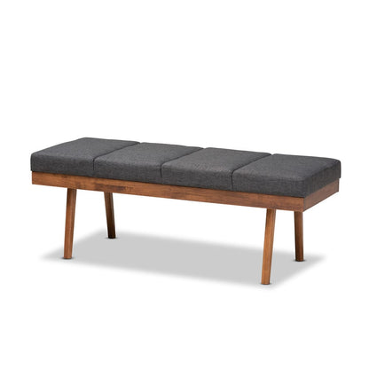Baxton Studio - Larisa Bench in Charcoal - BBT5364-Dark Grey-Bench view 1