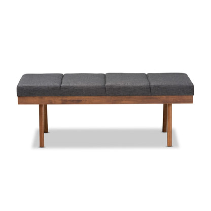 Baxton Studio - Larisa Bench in Charcoal - BBT5364-Dark Grey-Bench view 2