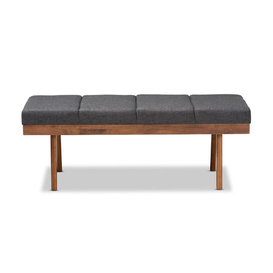 Baxton Studio - Larisa Bench in Charcoal - BBT5364-Dark Grey-Bench view 2