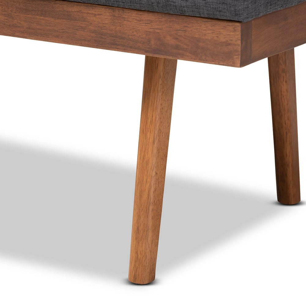 Baxton Studio - Larisa Bench in Charcoal - BBT5364-Dark Grey-Bench view 5