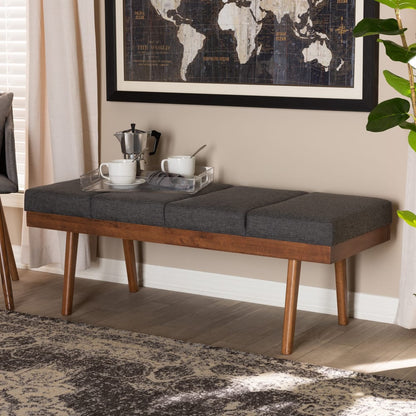 Baxton Studio - Larisa Bench in Charcoal - BBT5364-Dark Grey-Bench view 6