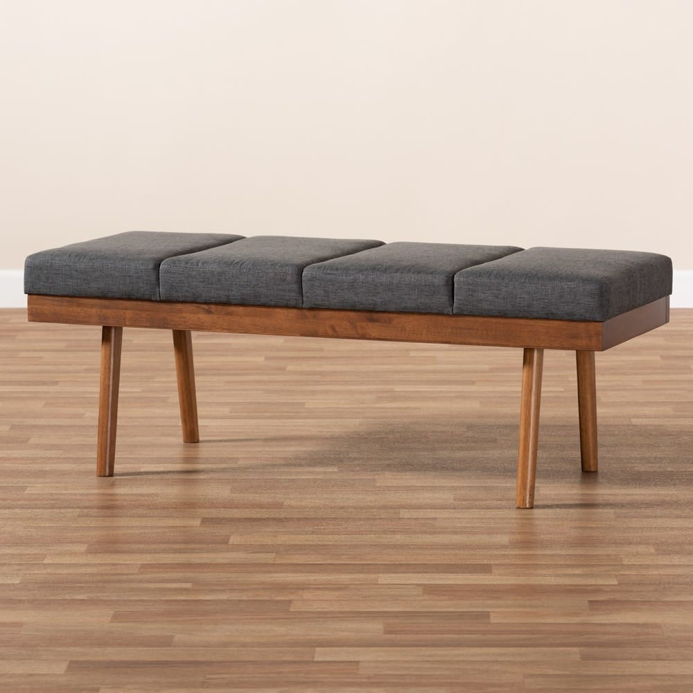 Baxton Studio - Larisa Bench in Charcoal - BBT5364-Dark Grey-Bench view 7