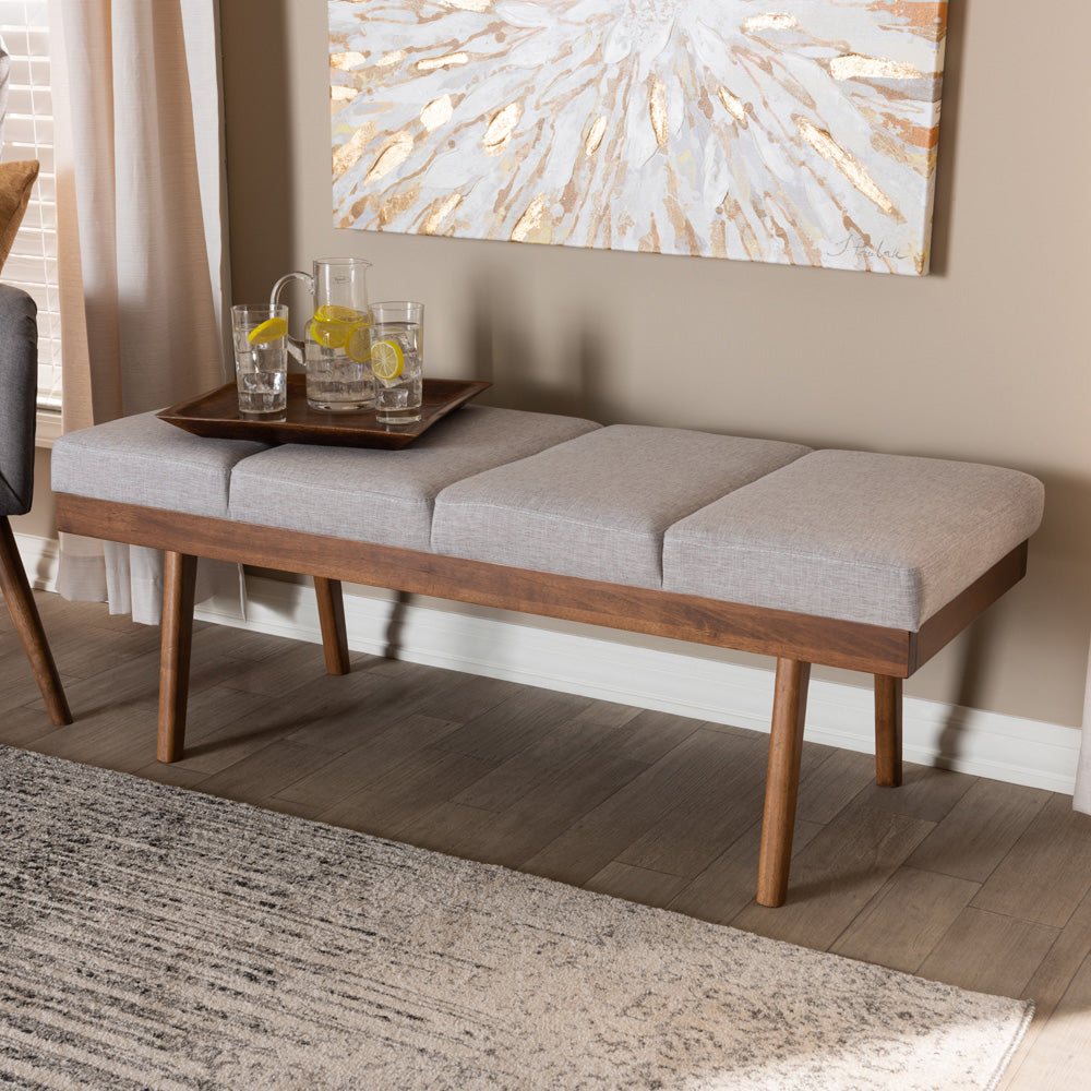 Baxton Studio - Larisa Bench in Graylish Beige - BBT5364-Greyish Beige-Bench view 6