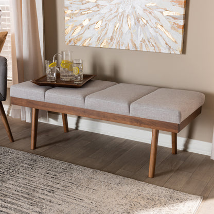 Baxton Studio - Larisa Bench in Graylish Beige - BBT5364-Greyish Beige-Bench view 6