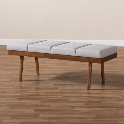 Baxton Studio - Larisa Bench in Graylish Beige - BBT5364-Greyish Beige-Bench view 7