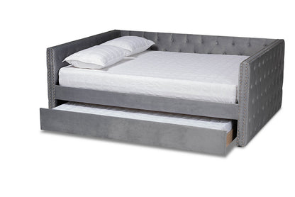 Baxton Studio - Larkin Daybed - CF9227-Silver Grey Velvet-Daybed-Q/T view 2