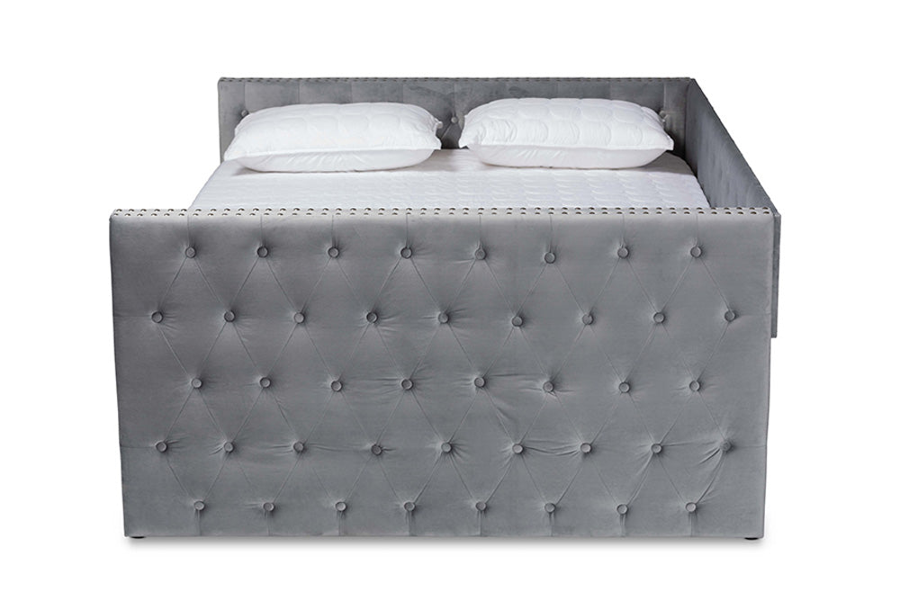 Baxton Studio - Larkin Daybed - CF9227-Silver Grey Velvet-Daybed-Q/T view 3