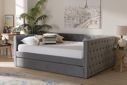 Baxton Studio - Larkin Daybed - CF9227-Silver Grey Velvet-Daybed-Q/T view 5