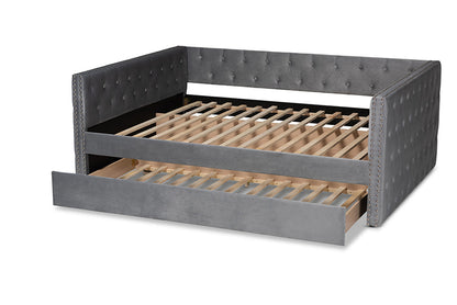 Baxton Studio - Larkin Daybed - CF9227-Silver Grey Velvet-Daybed-Q/T view 6