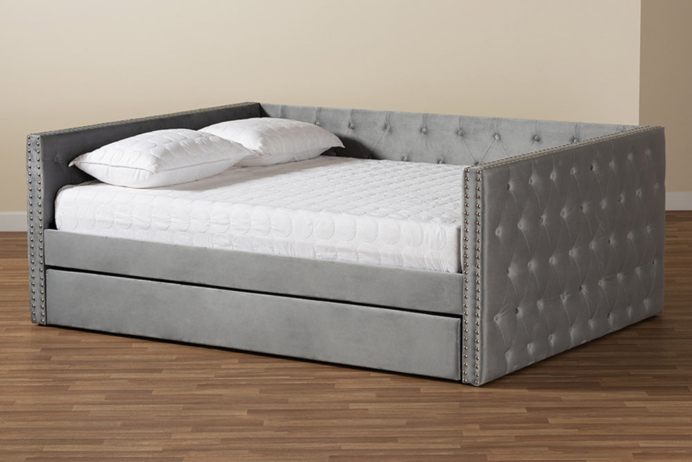 Baxton Studio - Larkin Daybed - CF9227-Silver Grey Velvet-Daybed-Q/T view 10