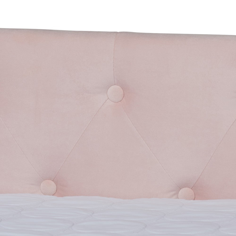 Baxton Studio - Larkin Full Size Daybed with Trundle in Pink - CF9227-Pink Velvet Velvet-Daybed-F/T view 6