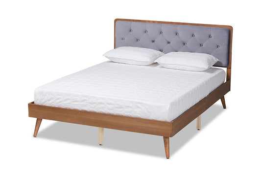 Baxton Studio - Larue King Size Bed - MG0020-1S-Grey Velvet/Walnut-King view 1