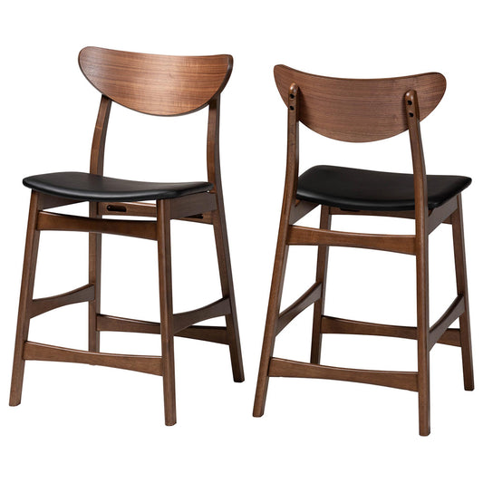 Baxton Studio - Latina Set of 2 Bar Stools in Black - Latina Barstool-Black PVC view 1
