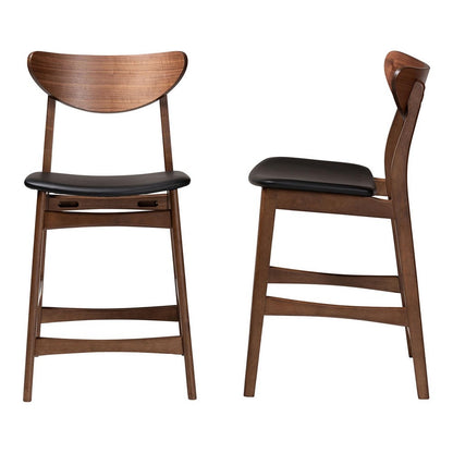 Baxton Studio - Latina Set of 2 Bar Stools in Black - Latina Barstool-Black PVC view 3