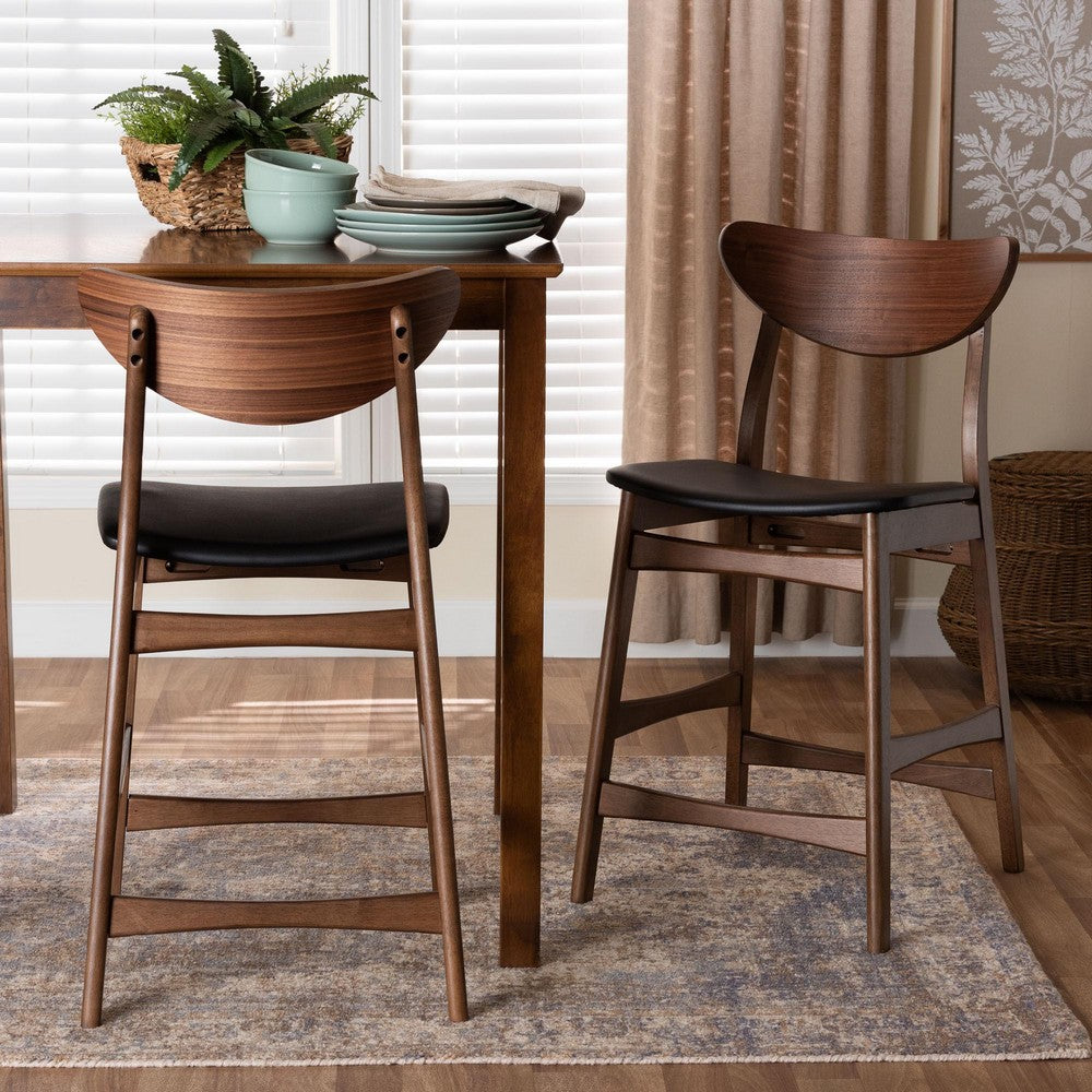 Baxton Studio - Latina Set of 2 Bar Stools in Black - Latina Barstool-Black PVC view 7